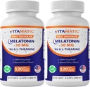 Vitamatisk melatonin 30 mg - med B6 & L- Theanin - 120 hurtigt opløselige tabletter med naturlig berry flavor (2 tabletter dosis = melatonin 60 mg) (120 greve (pakke med 2))