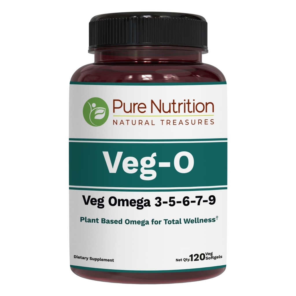 Pure Nutrition Vegan Omega 3 - 5- 6- 7- 9; 124; 120 Softgels - 124; 600mg pr servering af 2 Softgels - 124; Multi Omega - tillæg for total sundhed - 124; Non Gmo - 124; Gluten Free