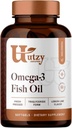 Utzy Naturals Omega-3 Fish Oil 6. 4; 800 mg Omega-3 12. 4; med EPA og DHA 1. 4; Natural Lemon Flavor 12. 4; 60 Softgels