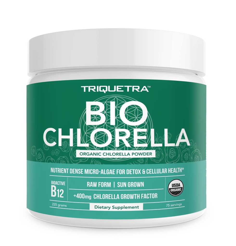 Organic Chlorella Powder – Raw & Sun-Grown – Nutrient-Dense Green Algae with CGF (Chlorella Growth Factor), Supports Overall Well-Being and Vitality – Vegan-Friendly – 75 Servings (225g)