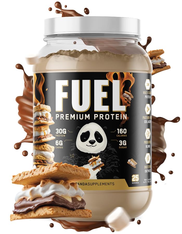 Underground Bio Labs Panda Fuel Premium Protein Whey, Hydrolyzed Collagen, Casein, Probiotika, Enzymes, Keto Friendly, Time Release, 25 Servere (2,5 Pund, Campfire S 'Mores)