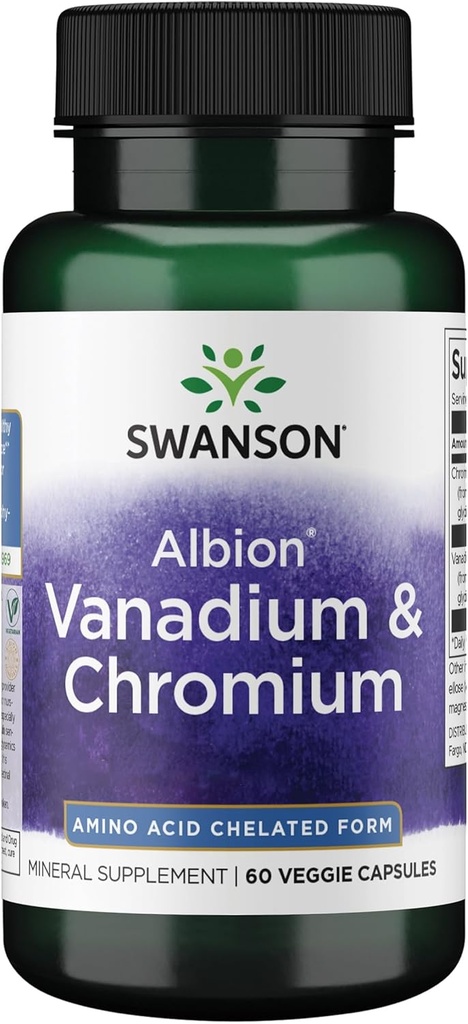 Swanson Albion Chelated Vanadium and Chrom 60 Veg Capsules