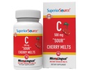 Superior Source C 500 mg "Sour" Cherry Melts - Daily Vitamin Supplement understøtter immunforsvar - C-vitamin Formel Aids Cell Health - 90 Sublingual Opløsning Tablets
