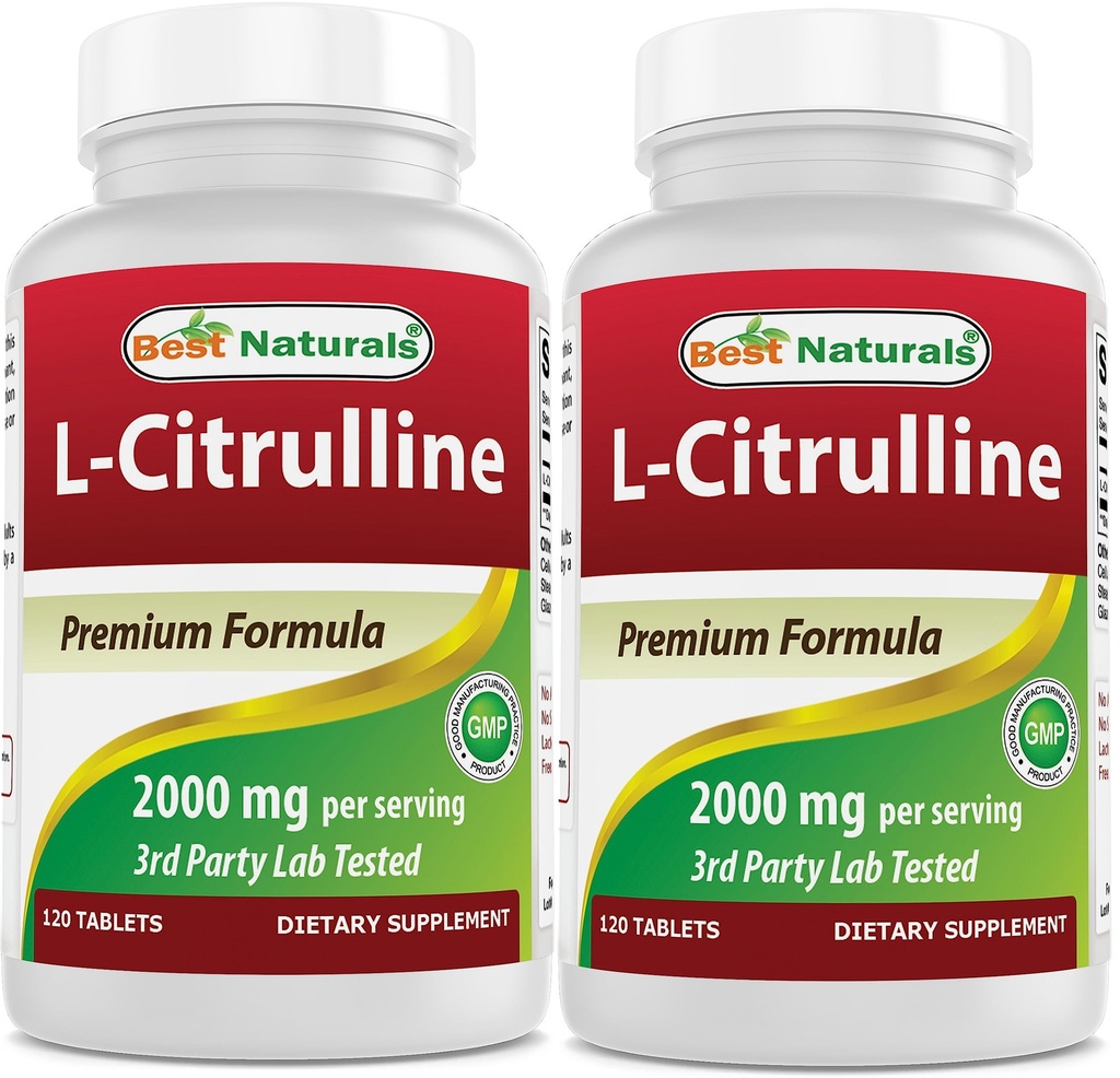 Bedste Naturals L- Citrullin 2000mg / Servering - Non- GMO - Gluten Free - 120 tabletter (120 greve (pakke med 2))