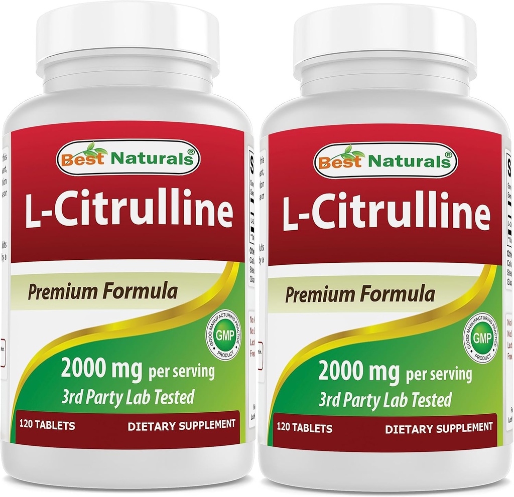 Bedste Naturals L- Citrullin 2000mg / Servering - Non- GMO - Gluten Free - 120 tabletter (120 greve (pakke med 2))