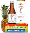 Kidbest Multivitamin Syrup til børn 3-13 År - Flydende Formel med 20 næringsstoffer til Appetite, Immunitet, og vækst - Tasty Daily Vitaminer til stærkere børn