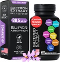 Optimerede safran kosttilskud - 88.5mg Pure Saffron ekstrakt til Mood Support, Focus, Energy - Plus Crocin, Crocetin, Kaempferol - Gluten- Free, Non- GMO - 1- a- Day 60 Kapsler