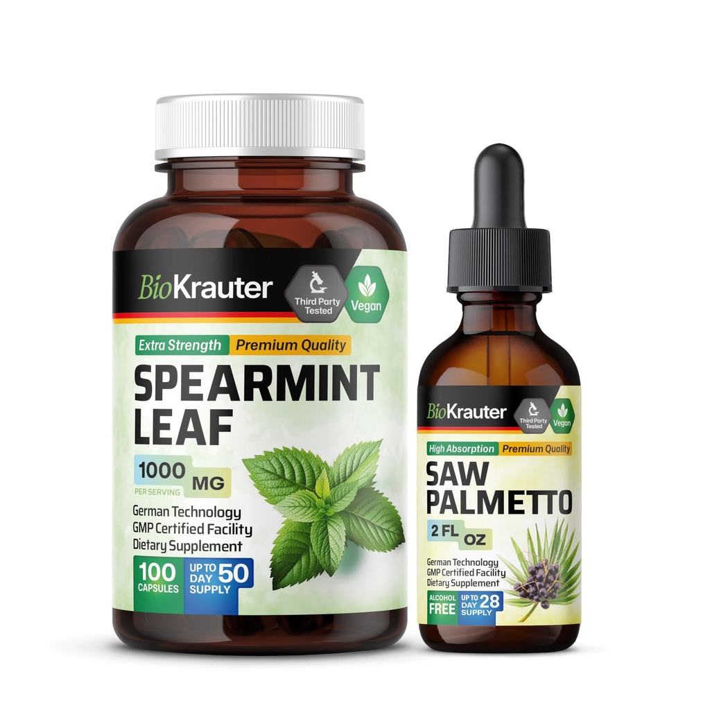 BIO KRAUTER Spearmint 100 Kapsler & Saw Palmetto Tincture 2 Fl. Oz.