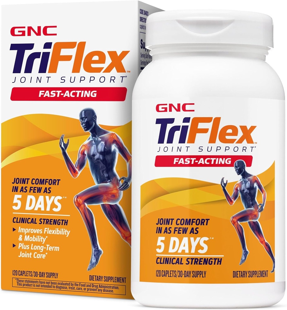 GNC TriFlex Fast- Active 2.0, Forbedrer Comfort og Stifness, Klinisk Styrke Doser af Glucosamin / Chondroitin og Boswellia- Plus Gurkemeje, 120 Caplets