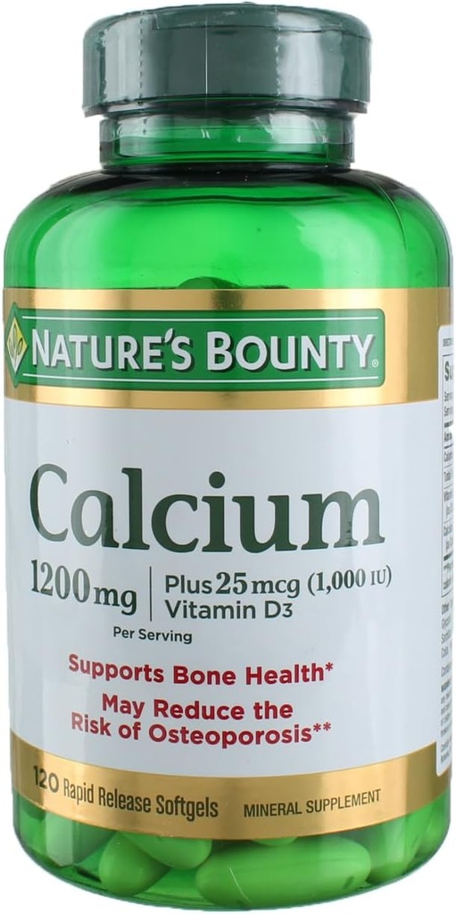 Nature Bounty Calcium Plus Vitamin D3 1200 miligram kapsler - 120 Ea, pakke med 3