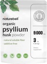 NatureBell Psyllium Husk Fiber Supplement, 9.000mg Per Serving, 3lb (48oz) Pulver • 124; Organisk Opløselig Fiber til fordøjelse & Gut Sundhed • 124; Plant- baseret, Unflavored, Non-GMO, Gluten- Free