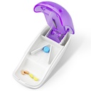 Pill Cutter Splitter til små og små piller, Pill Cutter til at skære vitaminer tabletter i halve, Pill Splitter med Blade Guard, Lilla