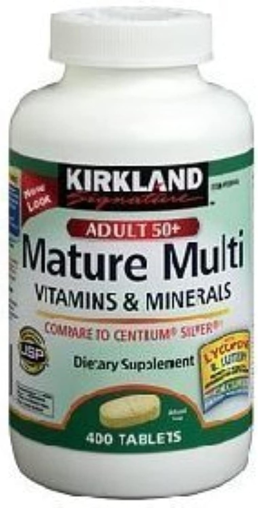 Kirkland Signature Gamle Multi Vitamin & Mineraler med Lycopene og Lutein 400 tabletter - Sammenlign med Centrum Sølv