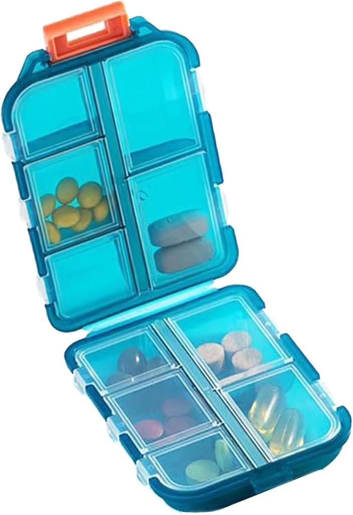 Travel Pill Organizer - Travel Medicine Case Kit - Pocket Daily Pharmacy Container - Travel Medication Holder Dispenser for Fish Oil Vitamin Supplement Storage (Grøn)