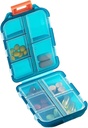 Travel Pill Organizer - Travel Medicine Case Kit - Pocket Daily Pharmacy Container - Travel Medication Holder Dispenser for Fish Oil Vitamin Supplement Storage (Grøn)