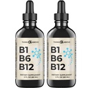 B1 B6 B12 Vitamin Liquid Drops - Nerve, Energi, Hjerne Support - Fruity- Like Flavor - Methylcobalamin, Thiamin, Pyridoxin (2)