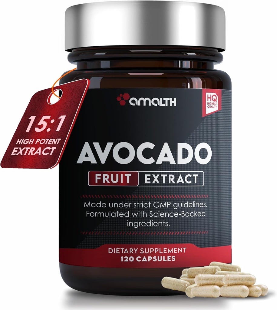 AMALTH Avocado tillæg Frugt ekstrakt 15: 1, 1000mg Maksimal styrke ASU for Joints Sundhed og Support Forstoppelse