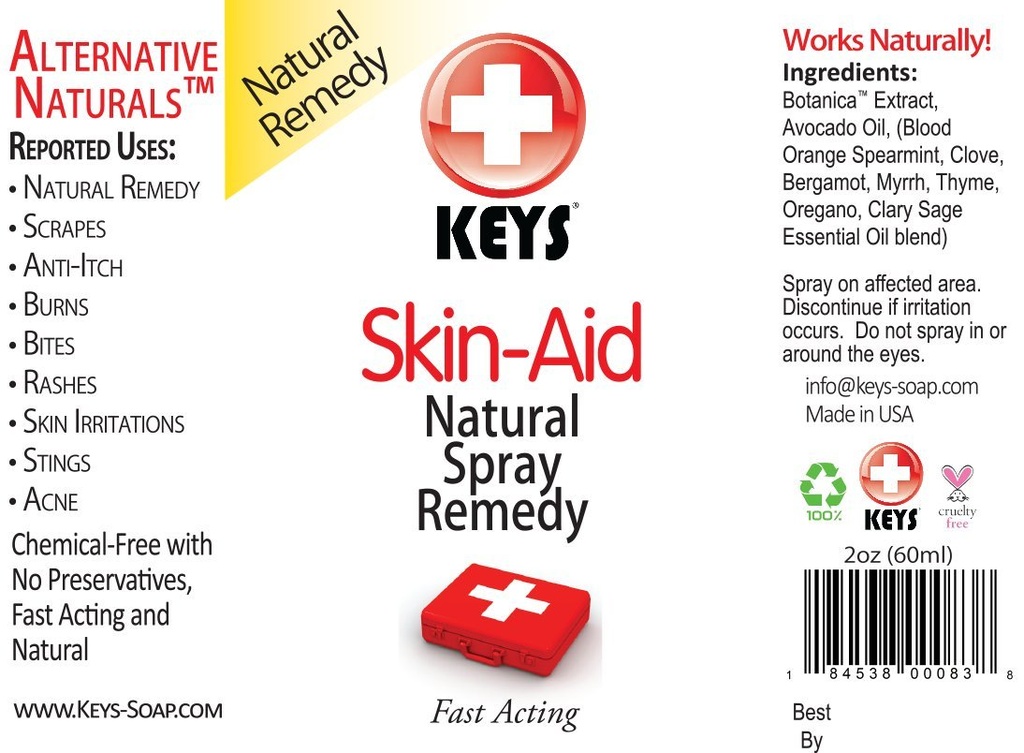 Nøgler Skin- Aid Vegan, Chemical- Free, Alle naturlige antiseptisk spray terapi Remedy, hurtig fungerende farmaceutiske Grade ingredienser i terapeutiske Proportions, Ingen Lidocain, 2 ounces