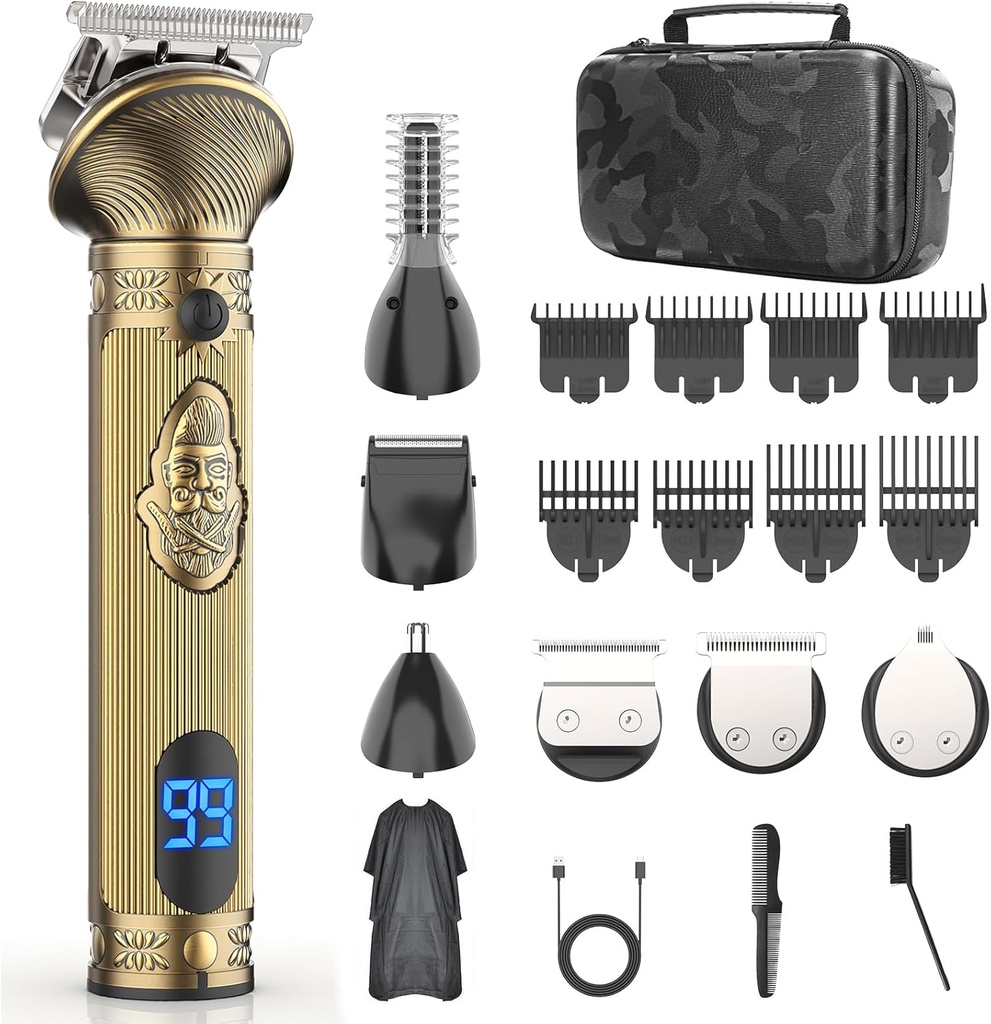Skæg Trimmer til mænd, Rejser Elektriske Barbere til mænd med Case, Cordless Hår Clipper, Herre Grooming Kit til Mustache Krop Næseansigt - 180 Mins Barbering, Gaver til ham & Fader