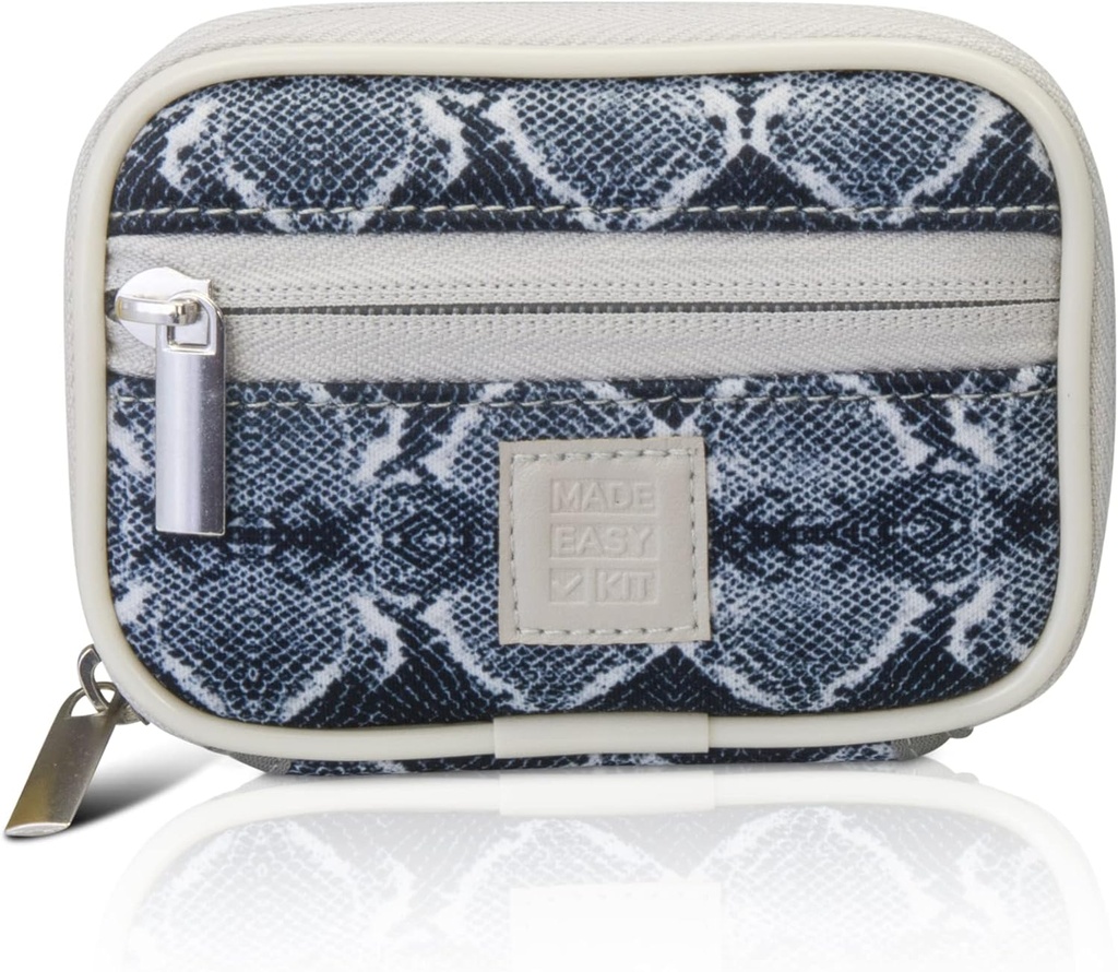 Lavet let Kit Pill Case - Ugentlig Medicin Organizer med Aftagelig Syvende Dag Vitamin & Supplement Box (Sølv Snake Skin)