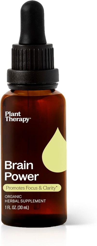 Plant terapi Organic Brain Power Tinktur 30 ml (1 oz) Understøtter Brain Focus & Clarity, Hjælper Mental Alerness & Memory, Brain Boost supplement pakket med fordele