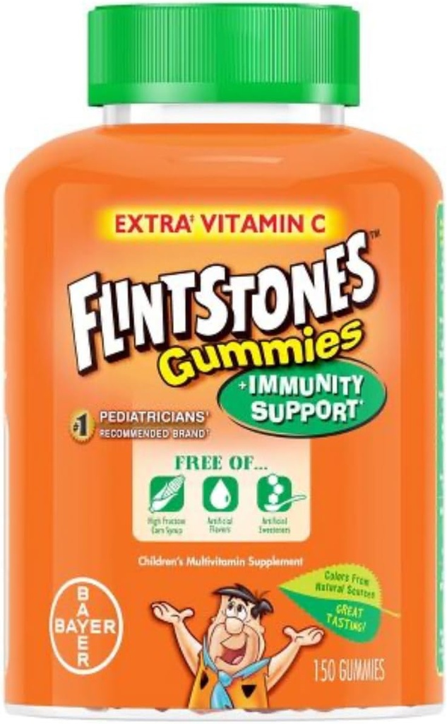 Flintstones Children 's Multivitamin Plus Immunity Support Gummies 60 Greve (pakke med 2)