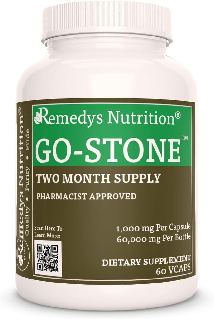 Remedy 's Nutrition Go Stone ™ Nyre & Gallblære Name 124; 1000 mg, 60 Vegan Kapsler Herbal Kosttilskud
