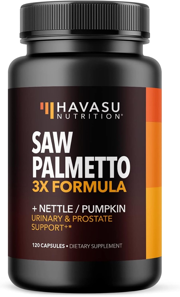 Saw Palmetto Supplement med Stinging Nettle og Græskar Seed Extract - Advanced 3X Formel - DHT Blocker Urinary Sundhed og Prostata støtte til Herre sundhed - Vegan, Non- GMO kapsler - 2 måneders forsyning