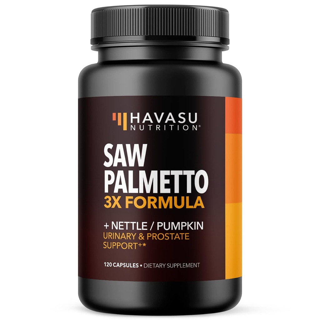Saw Palmetto Supplement med Stinging Nettle og Græskar Seed Extract - Advanced 3X Formel - DHT Blocker Urinary Sundhed og Prostata støtte til Herre sundhed - Vegan, Non- GMO kapsler - 2 måneders forsyning