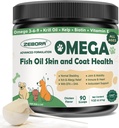 ZEBORA Omega 3 Fish Oil til hunde, Wild fanget hund Fish Oil, EPA & DHA, Krill Oil, Kelp, Hud og Coat supplement, Antititch & Shedding, støtte tør hud, fælles sundhed, hundeallergi Relief