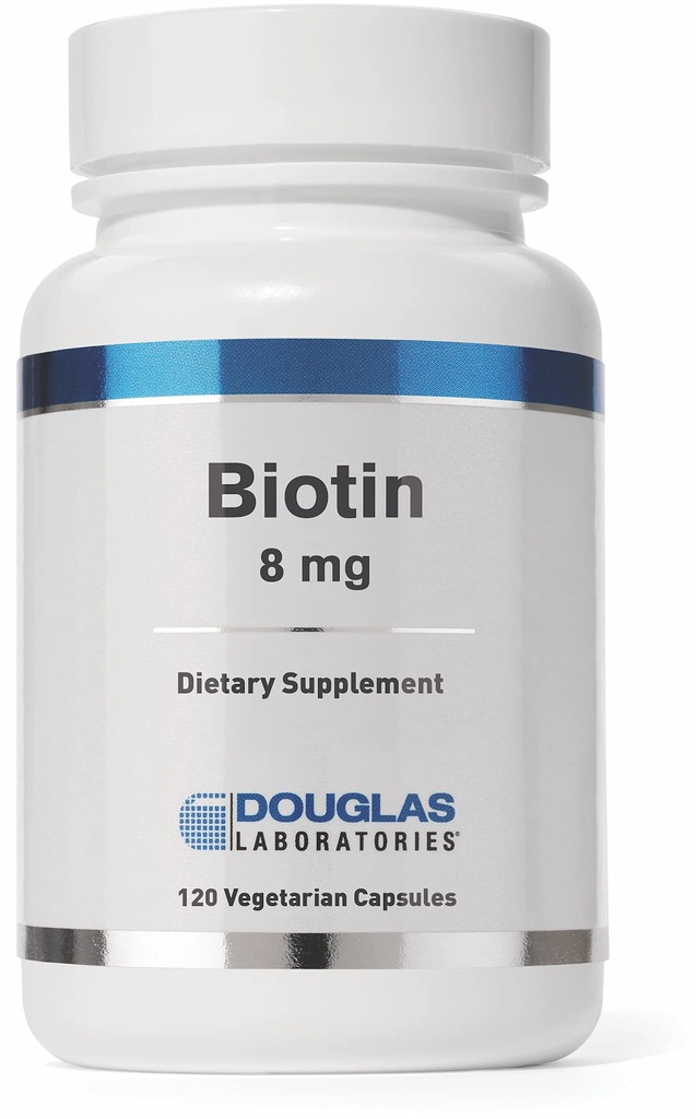 Douglas Laboratories Biotin 8 mg 10 mg 12 4; vitamin B7 til støtte Enzyme produktion og nerve funktion 12 4; 120 kapsler