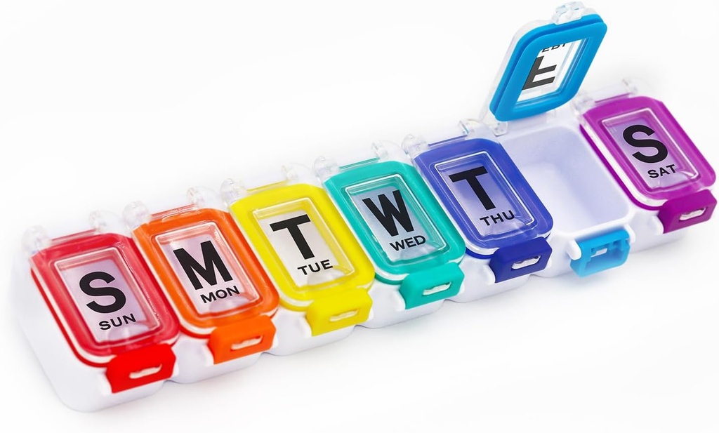 XL Ugentlig Pill Organizer Gigt Friendly, Rejser 7 dages Pill Box Case, Stor Pill Case med Popup Open Design til at holde vitaminer, fiskeolie, kosttilskud og medicin (Lock 7 dage)