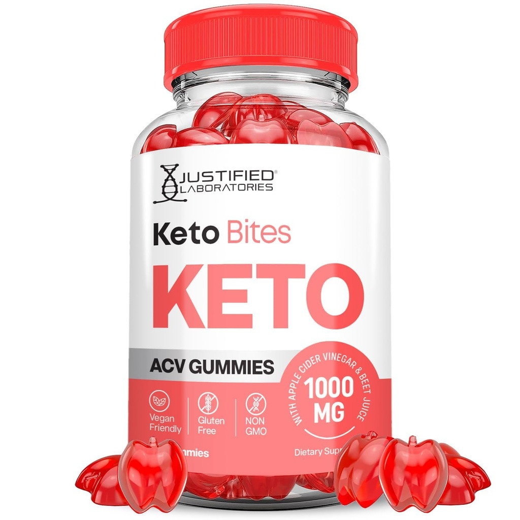 Justified Laboratories Keto Bites Keto ACV Gummies Advanced Formel 1000MG Keto Bites Keto Gummies Apple Cider Vinciate Formuleret med Pomegranate Beet Juice Powder B12 Vegan Non GMO 60 Gummys