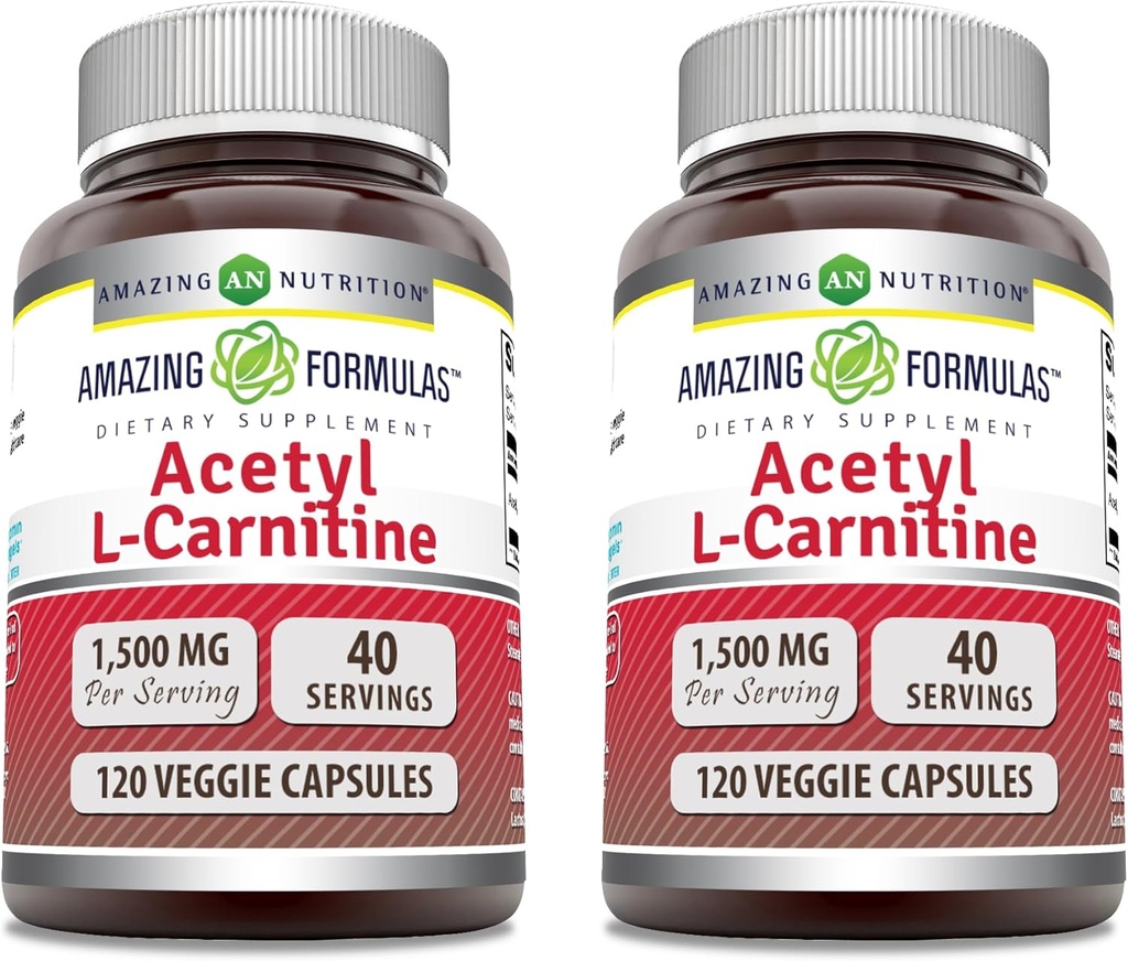 Amazing Formulas Acetyl L- Carnitin 1500 Mg Per Serving Veggie Kapsler Supplement 124; Non-GMO-nr. 124; Gluten Free-nr. 124; Lavet i USA