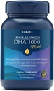 GNC Triple Strength DHA 1000 Mini Omega 3 Supplement, 1000mg, Ultra Koncentreret, High Potency, Understøtter Brain Development og Sund Vision, Burpless, 90 Mini Softgels, 45 SVG, 45 Day Supply