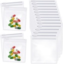 Zonon Pill Pouch Tasker Zipered Genanvendelige Pill Tasker Clear Plastic Tasker Self Sealing Travel Medicine Organizer Opbevaring med Slide Lock til Torve Lever Oil, og små genstande (48 stykker)