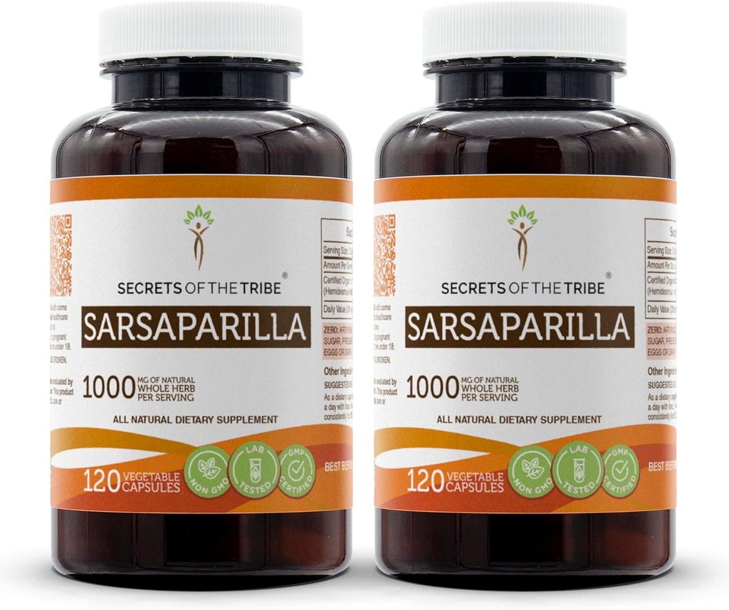 Hemmeligheder vedrørende Tribe Sarsaparilla 120 Kapsler (2 stk.), 1000 mg, Sarsaparilla (Hemidesmus indicus) Tørret rod (2x120 Kapsler)