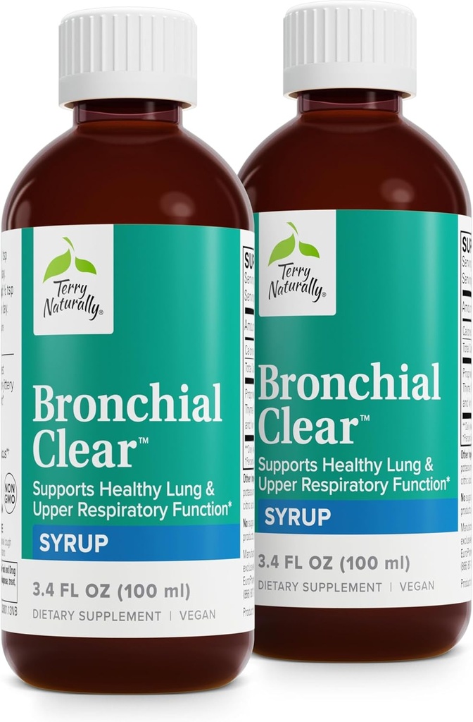 Terry naturligt bronkial klar væske - respiratorisk støtte til bronkial & lung sundhed - bronkial støtte til respiratorisk sundhed - sund lung støtte til voksne & børn - 3,4 fl oz (pakke med 2)