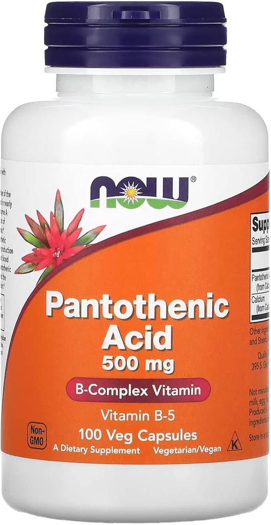 Now Foods Pantothensyre 500 mg, 100 kapsler (pakke med 1)