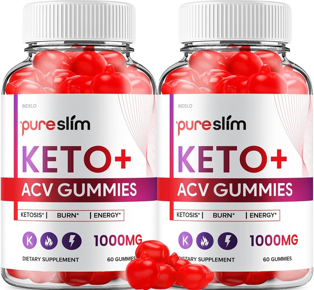 (2 Pack) Pure Slim Keto ACV Gummies - Advanced Formel PureSlim Keto Plus ACV Gummies Apple Cider Vinagar Pure Slim ACV Gummies Kosttilskud Anmeldelser Mænd Kvinder (120 Gummies)