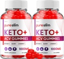 (2 Pack) Pure Slim Keto ACV Gummies - Advanced Formel PureSlim Keto Plus ACV Gummies Apple Cider Vinagar Pure Slim ACV Gummies Kosttilskud Anmeldelser Mænd Kvinder (120 Gummies)