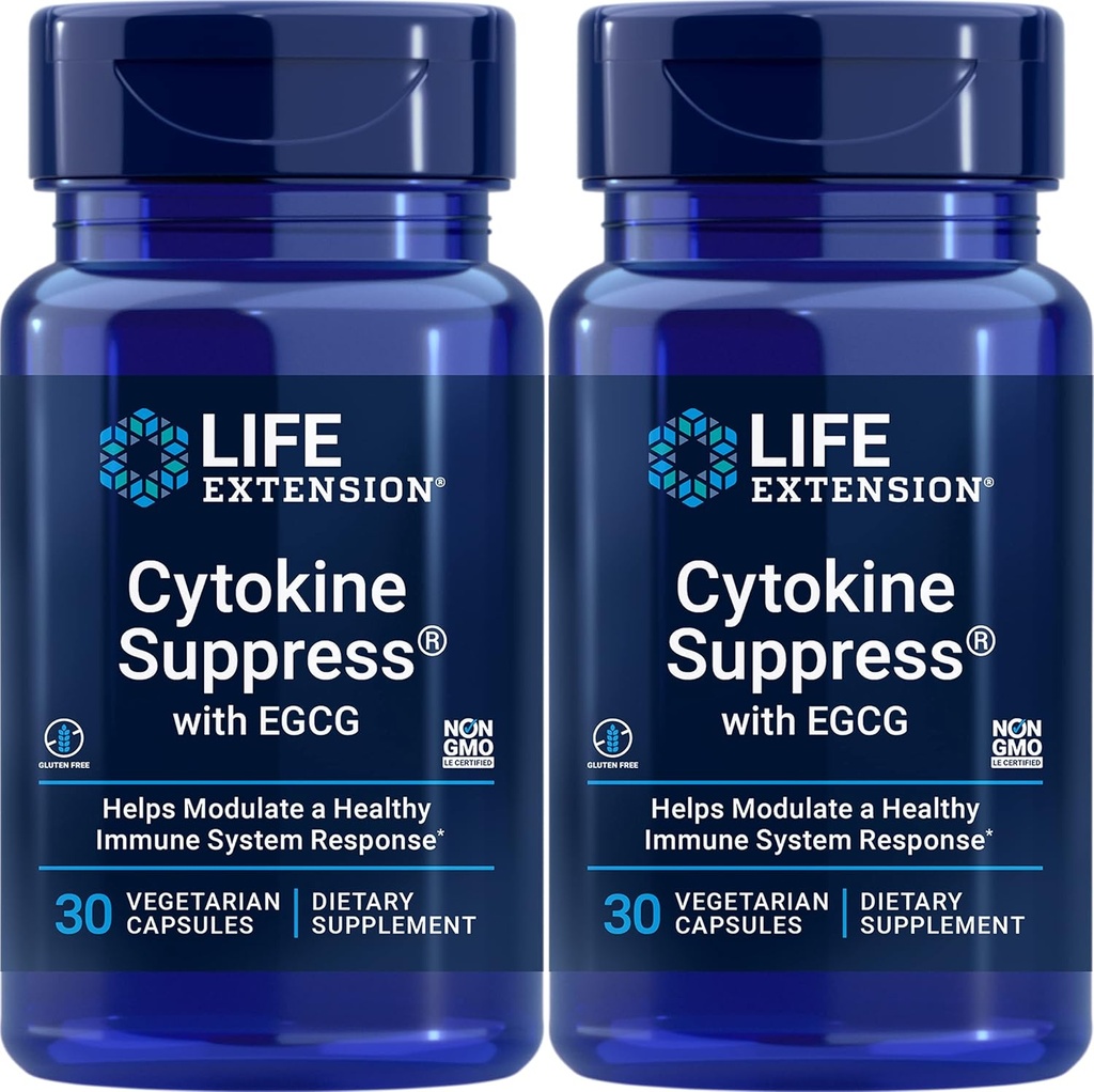 Life Extension Cytokine Undertryk med EGCG, 30 vegetariske kapsler (pakke med 2)
