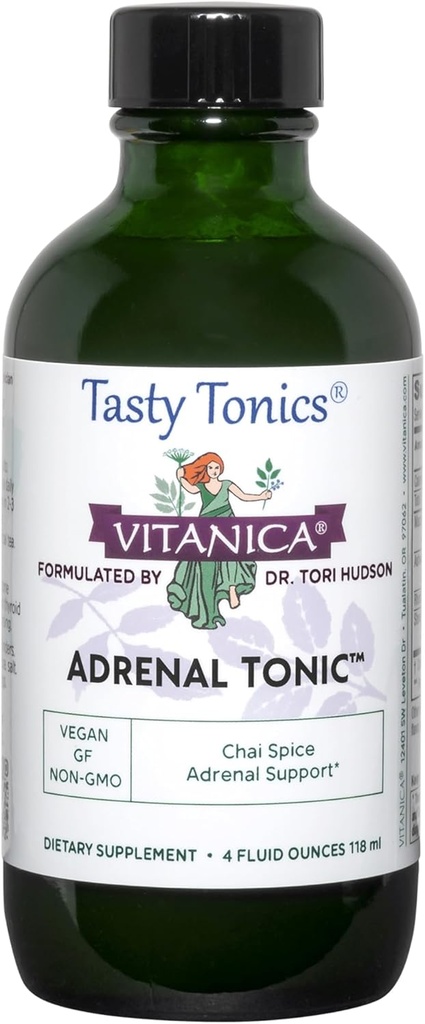 Vitanica - Adrenal Tonic, Adrenal Support, Vegetarisk, 4 Ounce (Packaging May Vary)