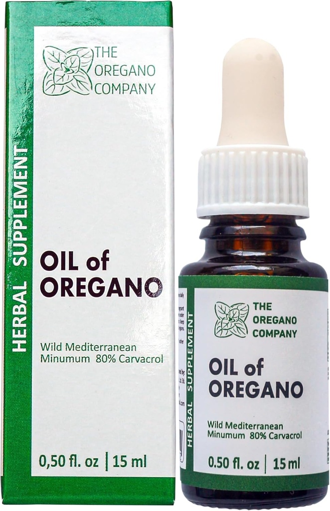OREGANO COMPANY- Oil of Oregano 0,50 fl. oz 15 ml Væske, Drops, Vegan, Vegetarisk, Aceite De Oregano, Spiselige Kosttilskud, Høj naturlig Carvacrol Potency, Wild Oregano Oil Extract Tinktur