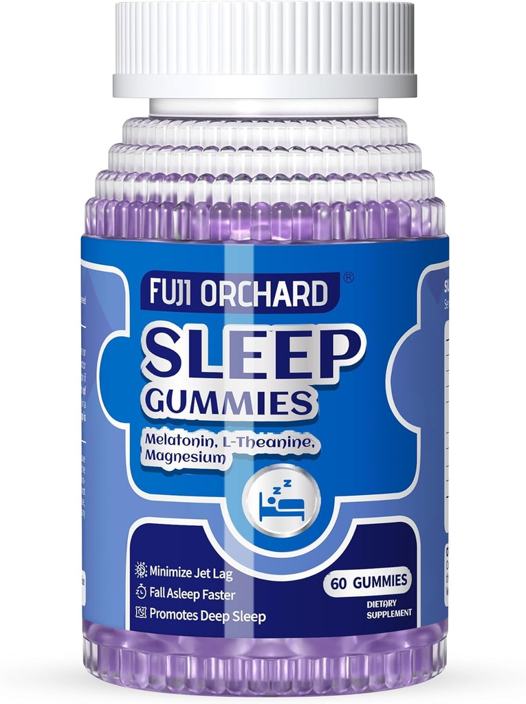 Sovegummier, naturlige sovegummier for voksne med Magnesium & L- Theanin, styrke Melatonin Gummies Sovestøtte til voksne, 60 Tæl