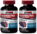 Resveratrol Supreme 1200mg Maksimal Styrke Plus 1200 Red Wine Kosttilskud, resveratrol Supplement rød vin, resveratrol antioxidant, rød vin Extract med resveratrol, rød vin Grape Seed 2 flasker