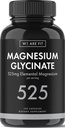 Magnesium Glycinate 525 mg Elemental Complex - 125% DV High Absorption Biotilgængeligt supplement til support Magnesiumniveauer, Vegan & non- GMO, 120 Veggie Caps
