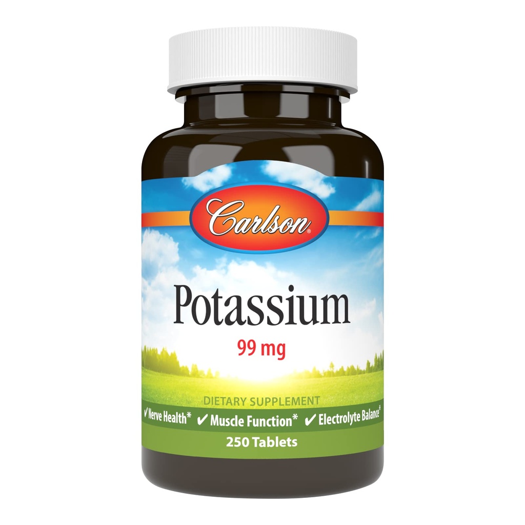 Carlson - Kalium, 99 mg, fremmer Nerve Sundhed & Muskelfunktion, 250 tabletter