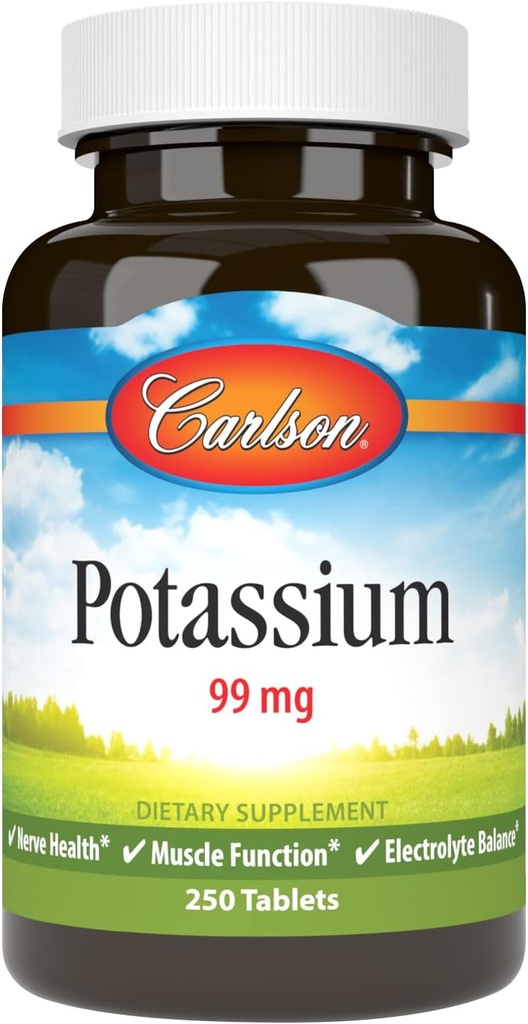 Carlson - Kalium, 99 mg, fremmer Nerve Sundhed & Muskelfunktion, 250 tabletter