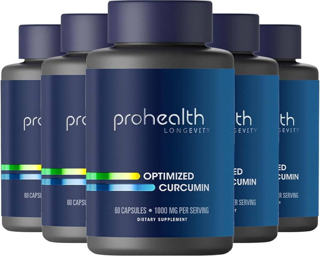 ProHealth Gurkemeje Curcumin Supplement: 285 gange mere Biotilgængelig - Udviklet af Neuroforskere. 1000 mg Koncentreret Longvida Curcumin Extract Per Serving (60 x 500 mg kapsler Per flaske) (6 Pack)